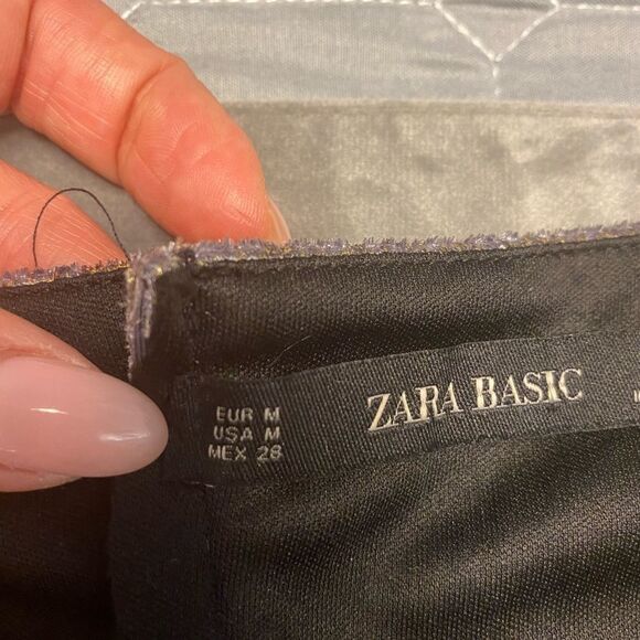 Zara Basic golden chameleon velour dress, M - Picture 8 of 9